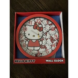 Hello Kitty 10" Round Red Analog Wall Clock Sanrio NEW NIB‎